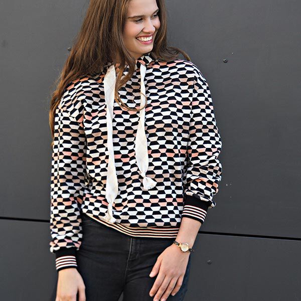 GOTS Boordstof CUFF ME COLLEGE [ 140 cm | 7 cm ] | Albstoffe – zwart/oranje,  image number 2