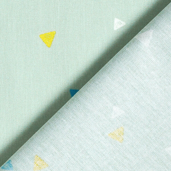 GOTS Katoenpopeline skribbel-look driehoeken | Tula – mintgroen,  image number 4