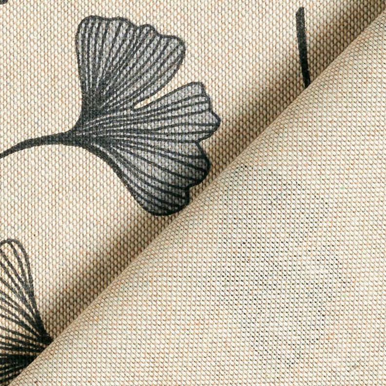 Decostof half panama Ginkgo bladeren – grijs/natuur, image number 6