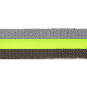 Tassenband neon [ 40 mm ] – neongeel/grijs, 