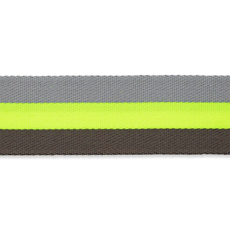Tassenband neon [ 40 mm ] – neongeel/grijs,  image number 1