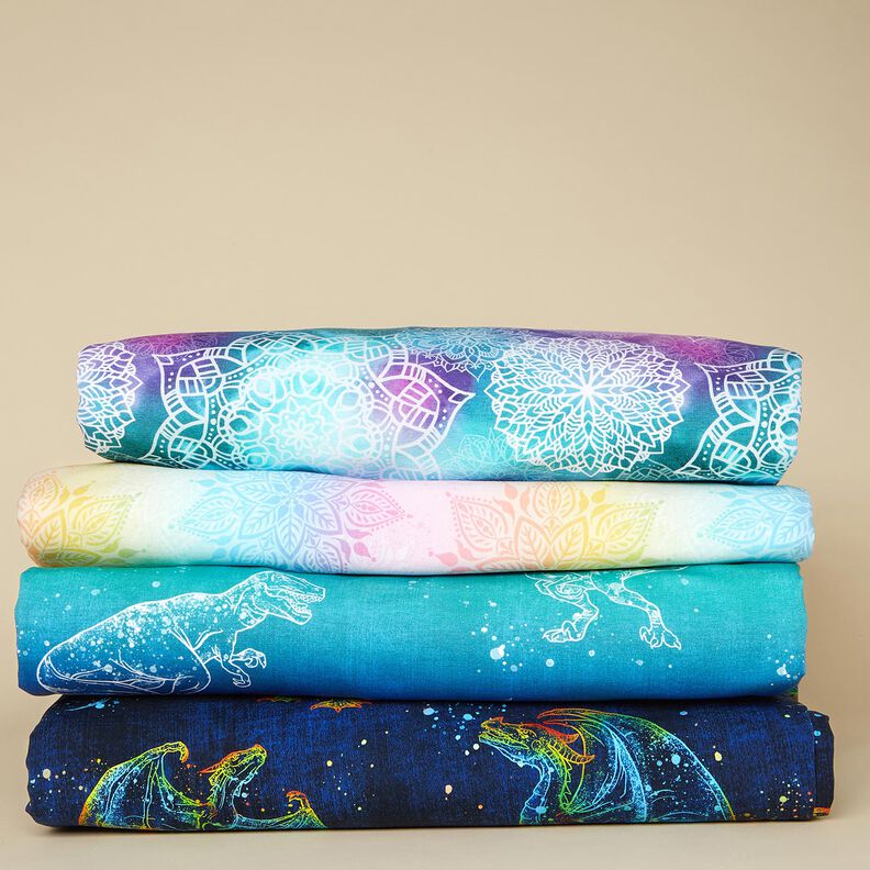 Katoenjersey Jeanslook regenboogdraak | Glitzerpüppi – zwart blauw/indigo,  image number 5