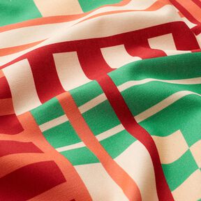 Decostof Half panama moderne vormen – jeneverbesgroen/donkerrood, 