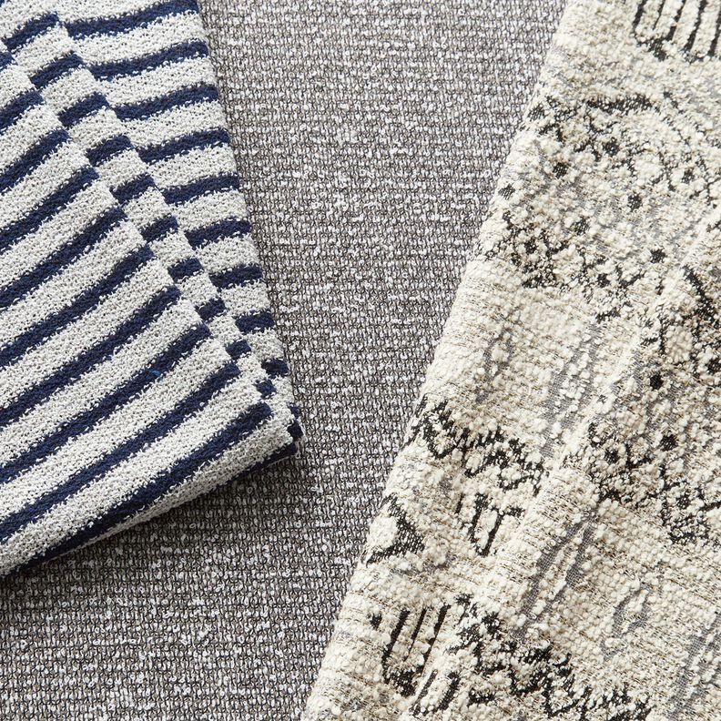 Gebreid bouclé ikat-patroon – grijs/wit,  image number 5