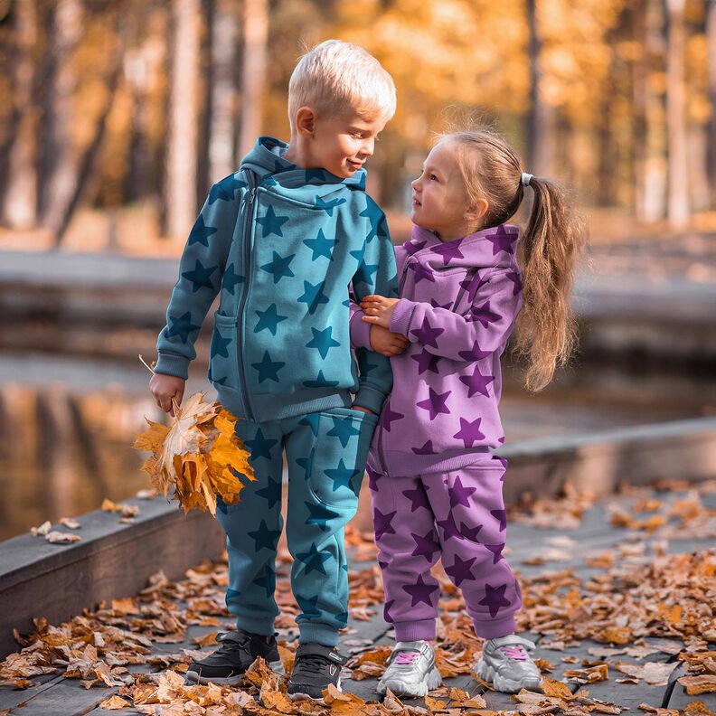 Knuffelsweat Sterren | Poppy Fabrics – stralend blauw/oceaanblauw,  image number 5