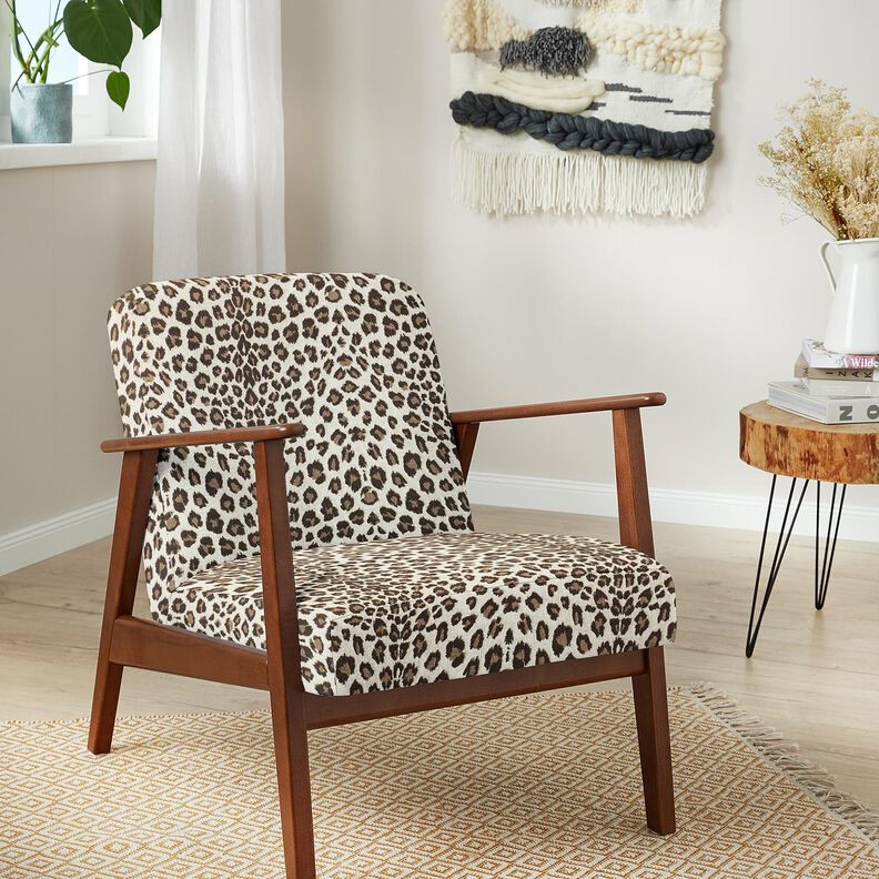 Bekledingsstof Jacquard Luipaard – creme/anemoon, image number 5