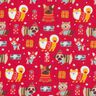 Katoenen stof Cretonne Honden met Kerstmis – rood,  thumbnail number 1