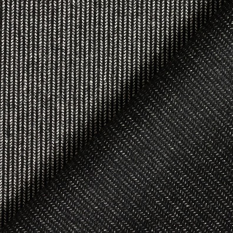 Broekstof wolmix melange strepen – zwart/wit, image number 3