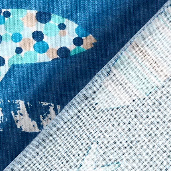 Katoenen stof Cretonne abstracte vissen – blauw, image number 4