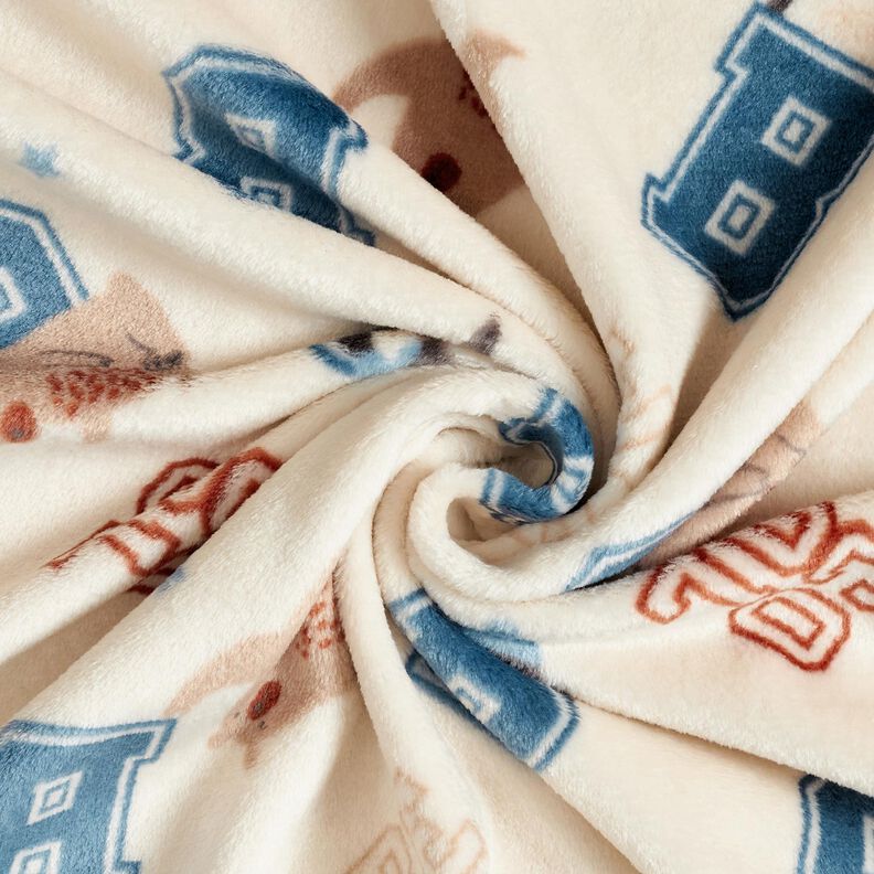 Gezellige fleece Collegejas – lichtbeige/blauw, image number 3