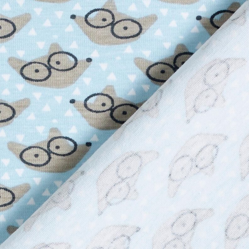 Katoenjersey Vos met bril – babyblauw,  image number 4