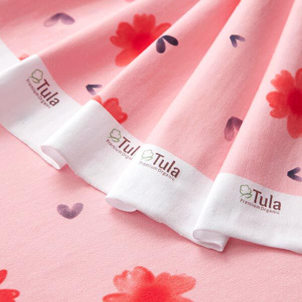 GOTS Katoenjersey Aquarel bloemen | Tula – roze, image number 5