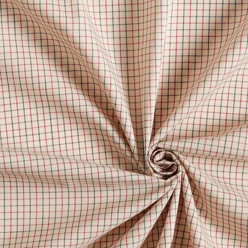 Overhemdenstof fijne ruit – beige/marineblauw,  image number 3