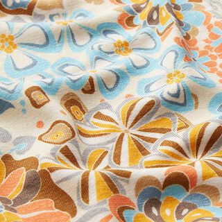 Viscosejersey sixties flowers – natuur/oranje, 
