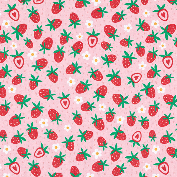 Katoenjersey Schattige aardbeien | PETIT CITRON – roze,  image number 1