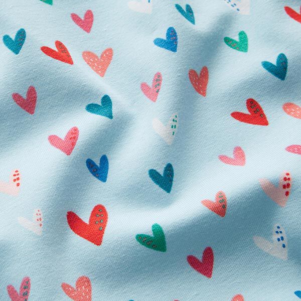 Katoenjersey Lieve hartjes | STENZO – babyblauw, image number 2