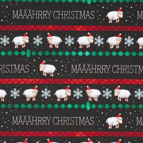 French Terry sommersweat Määährry Christmas | Glitzerpüppi – zwart/chili, 