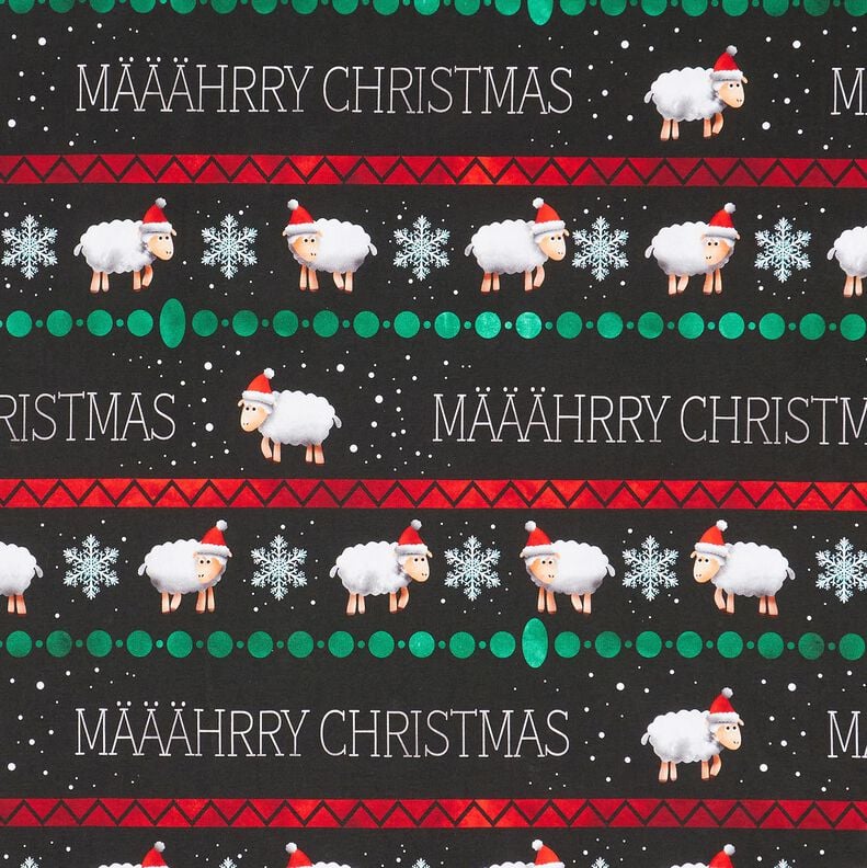 French Terry sommersweat Määährry Christmas | Glitzerpüppi – zwart/chili, image number 1