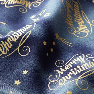 Katoenen stof popeline "Merry Christmas" – blauw, 