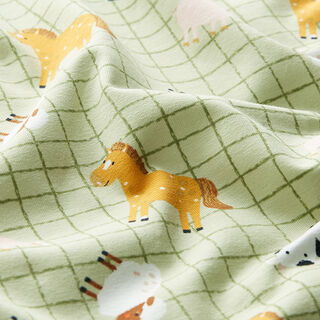 Katoenjersey boerderijdieren – pastelgroen, 