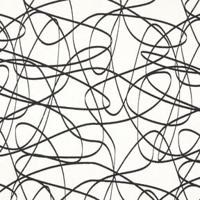 Decostof Jacquard abstracte lijnen – ivoor/zwart, 