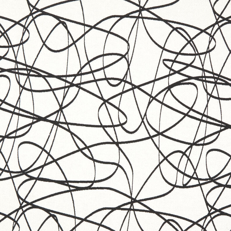 Decostof Jacquard abstracte lijnen – ivoor/zwart,  image number 1