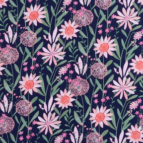 Katoenpopeline grote weidebloemen Digitaal printen | Poppy Fabrics – nachtblauw, 
