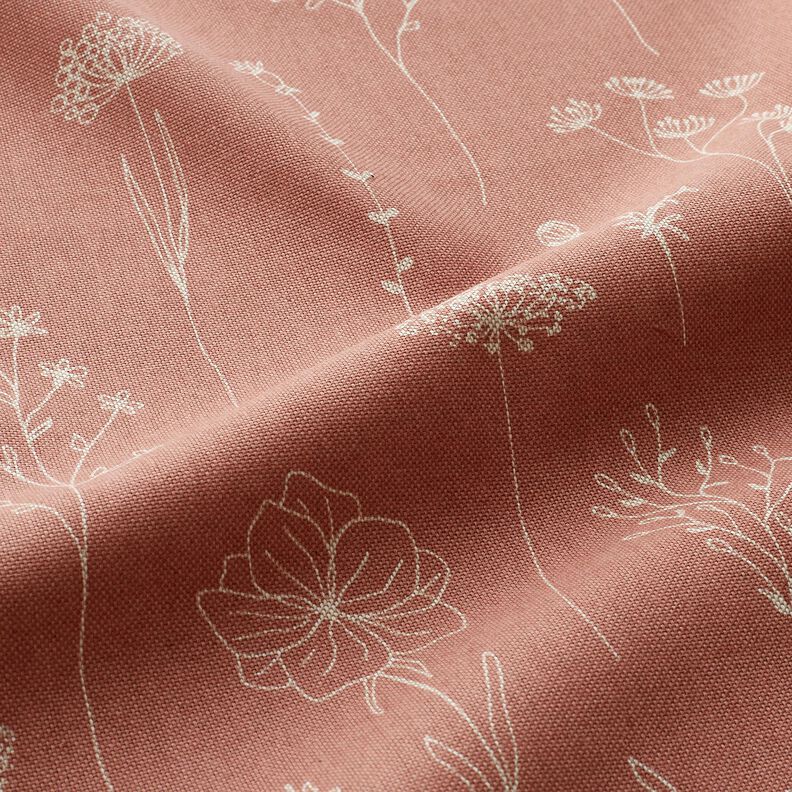 Decostof Half panama Delicate bloemen – oudroze, image number 2