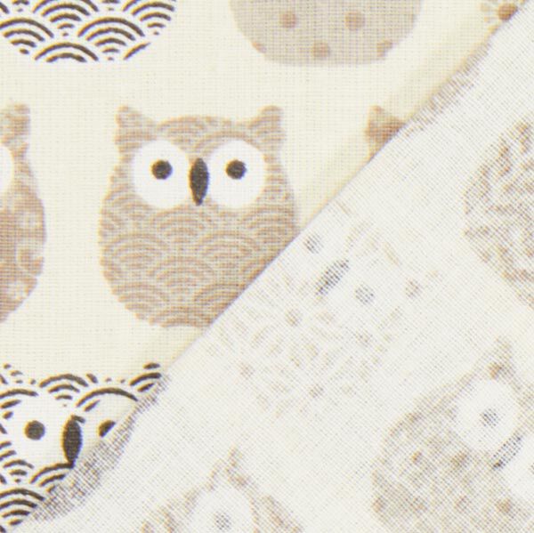 Katoenen stof cretonne
uil – creme/grijs, image number 3