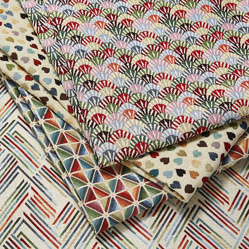 Decostof Gobelin Zigzag lijn – lichtbeige/blauw,  image number 5
