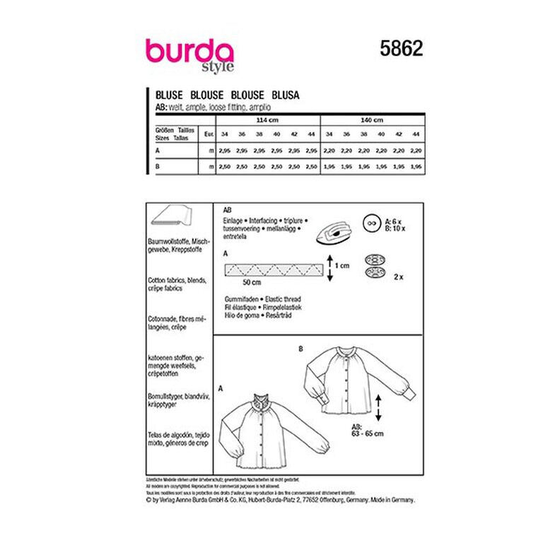 Blouse | Burda 5862 | 34-44,  image number 9