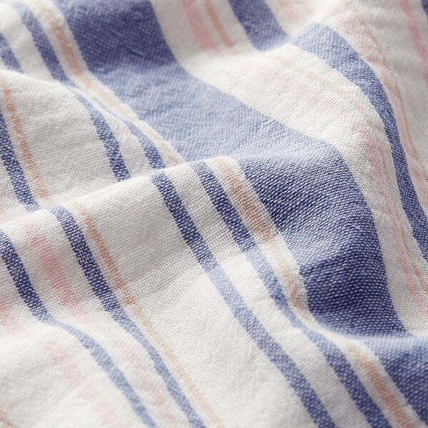 Mousseline/dubbel gehaakte stoffen Garengeverfde strepen | Poppy – wit/marineblauw,  image number 2