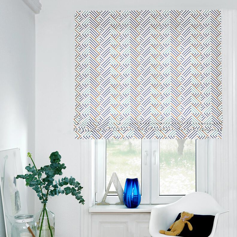 Decostof Half panama moderne diamanten – wit/blauw,  image number 5