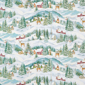 Decostof Gobelin Winterlandschap – ivoor/licht turkoois, 