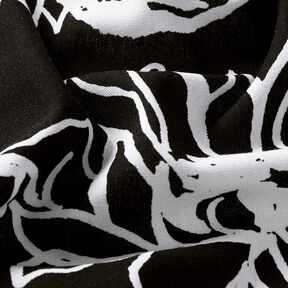 Viscose-linnen-mix abstracte zonnebloemen &ndash; zwart/wit | Stofrestant 60cm, 