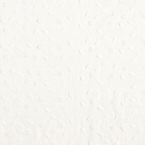 Katoenen stof 3D borduurwerk bloemen &ndash; wit, 