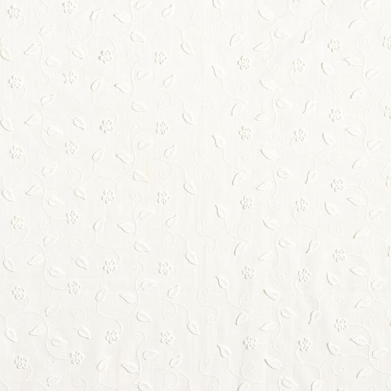 Katoenen stof 3D borduurwerk bloemen &ndash; wit,  image number 1