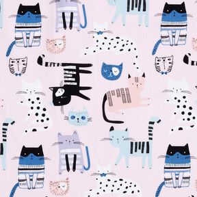 Katoenen stof Cretonne abstracte katten – lichtroze/wit, 