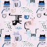 Katoenen stof Cretonne abstracte katten – lichtroze/wit,  thumbnail number 1