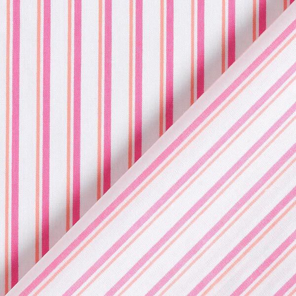 Katoenen stof onregelmatige strepen – pink/wit,  image number 4