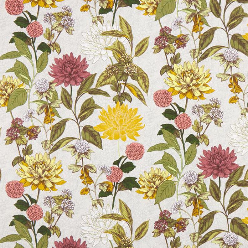 Decostof panama bloemenprint – nevelgrijs, image number 1