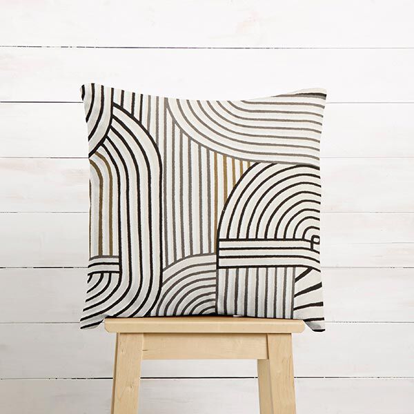 Decostof Half panama abstracte bogen – zwart,  image number 7