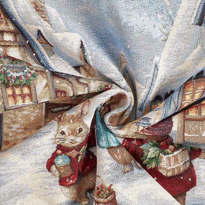 Decopaneel Gobelin Kerstkonijntjes – lichtblauw/karmijnrood,  image number 3