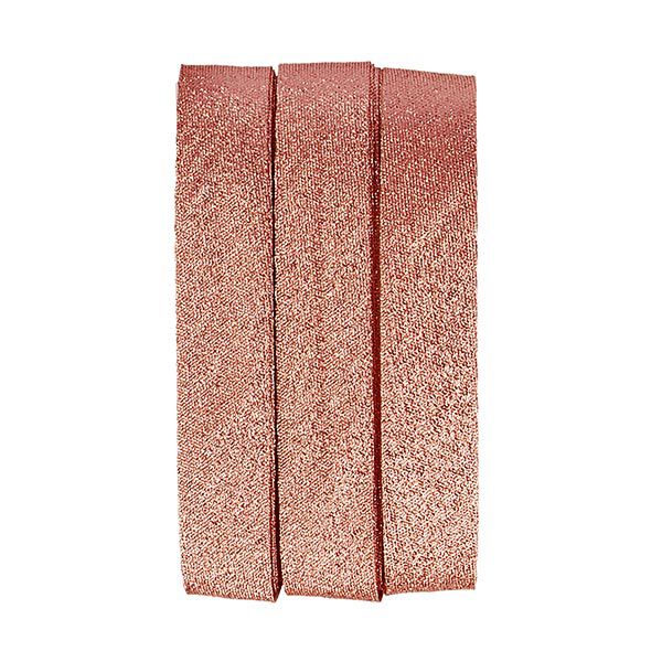 Opstrijkbare schuine band glitter [20 mm | 2 m] - roségoud metalen,  image number 1