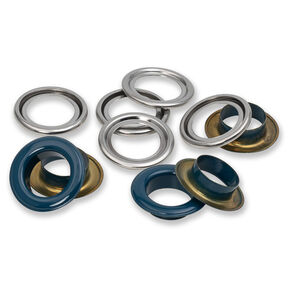 Oogjes met sluitringen [15 stuks | Ø 14 mm] | Prym – marineblauw/zilver metallic, 
