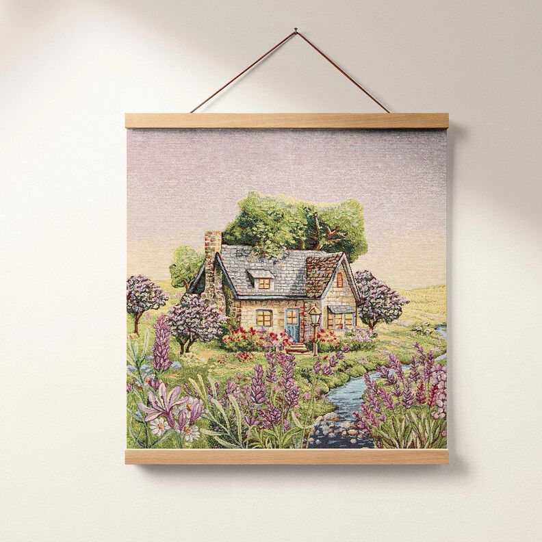 Decopaneel Gobelin romantisch huisje – lichtbeige/lavendel, image number 5
