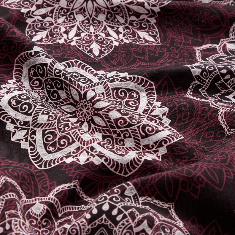 Katoenjersey Mandala‘s | Glitzerpüppi – merlot/zilvergrijs,  image number 1