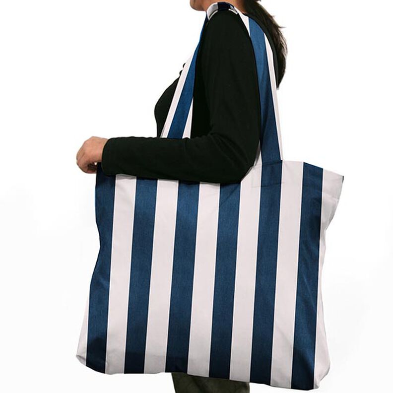 Decostof Katoenkeper Strepen – wit/indigo,  image number 8