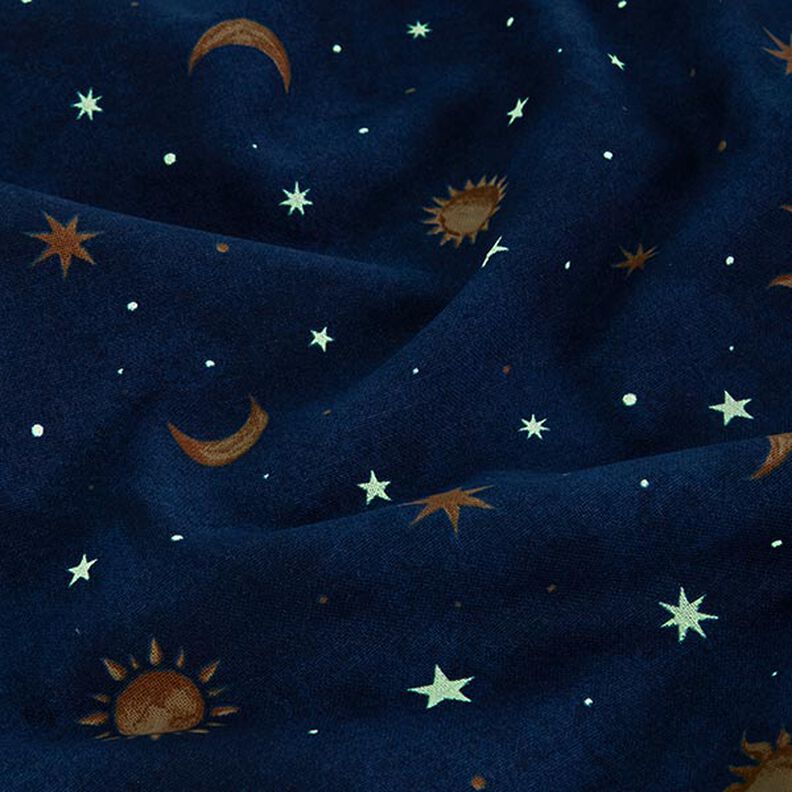 Decostof Glow-in-the-dark nachtelijke hemel – goud/marineblauw,  image number 14