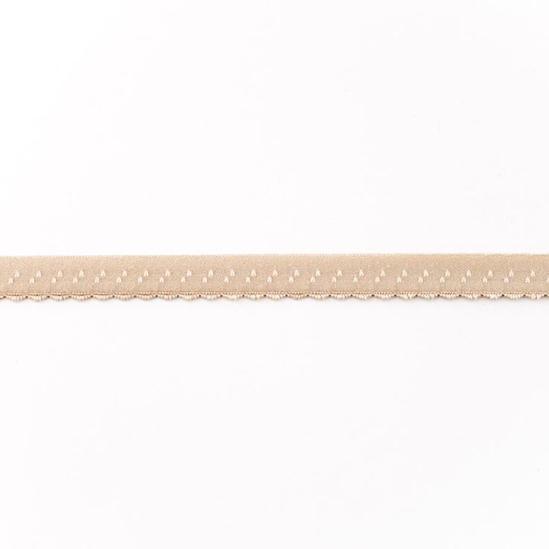Elastische boordstrook Kant [12 mm] – beige,  image number 1